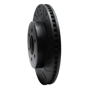 Dodge Durango Brake Rotor (1) - Front Right - R1 Concepts - Drilled & Slotted - Black - 2003